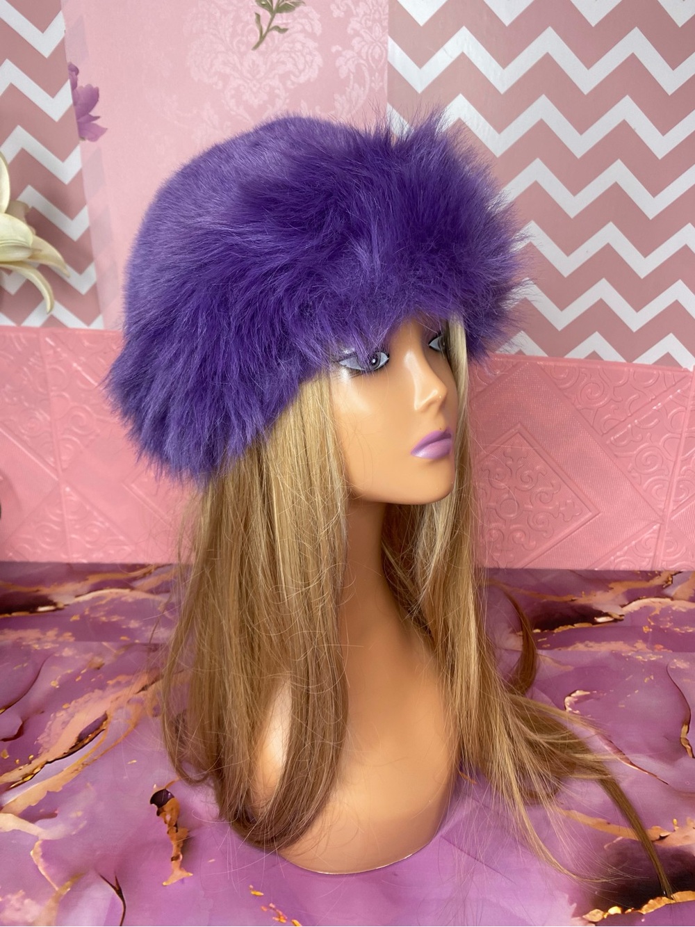 ๐๐ท Purple Faux Fur Russian Style Hat ๐ท๐ NWT